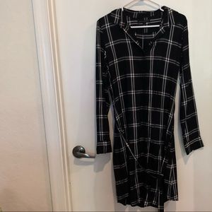 Banana republic shirt dress plaid black white NWOT